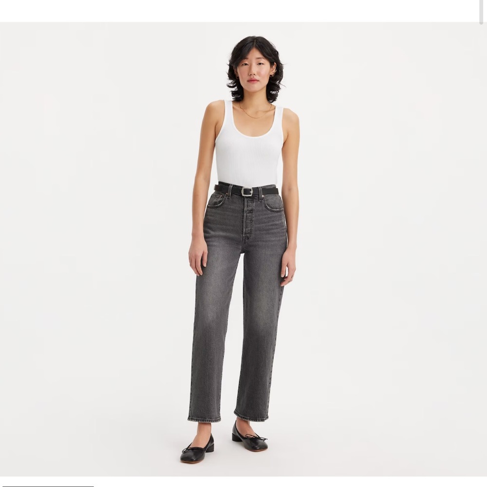 Black / dark gray / charcoal like new Levi ribcage super high waist jeans